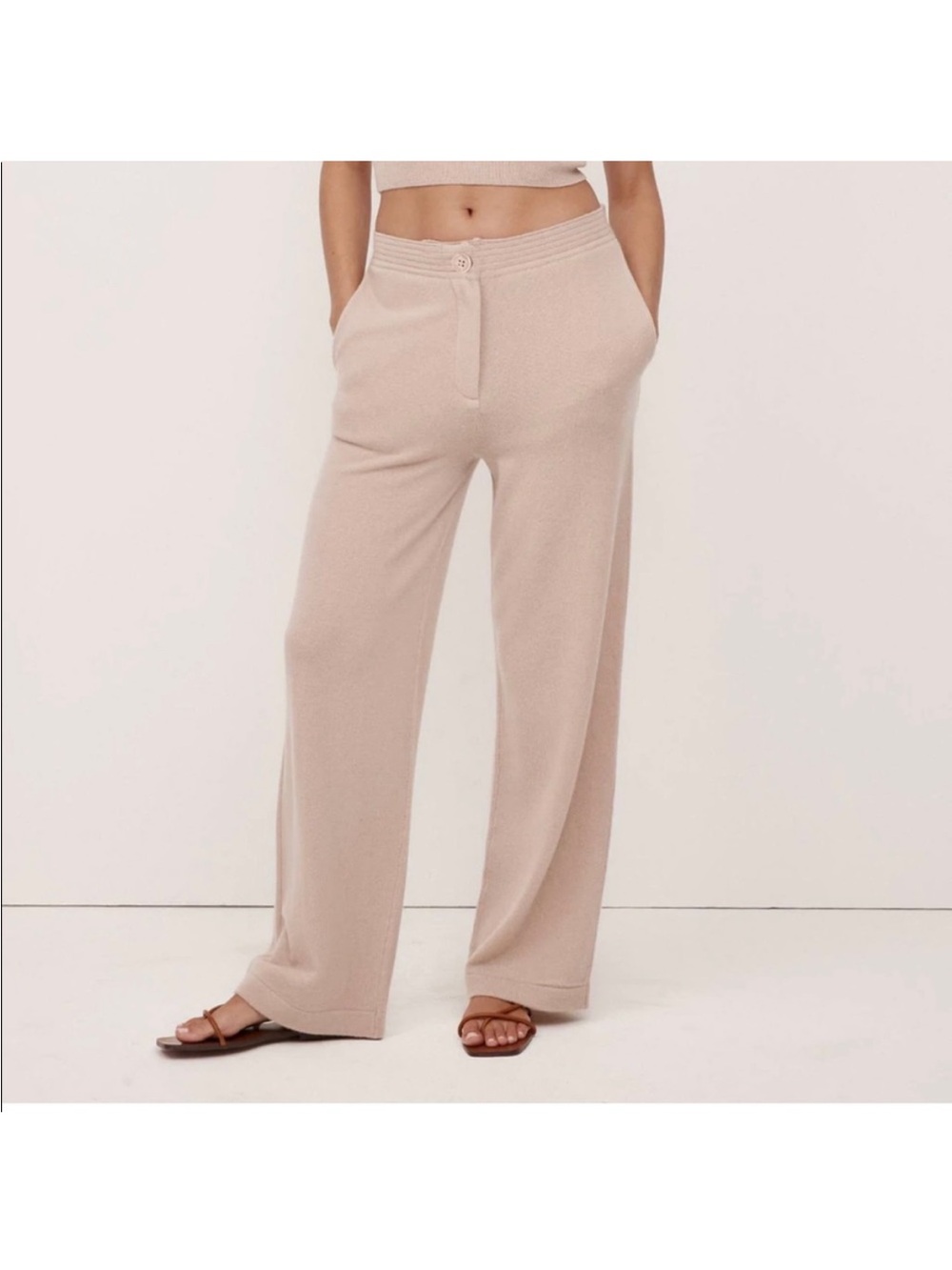 NakedCashmere Cashmere Carpenter Pants Straight Leg High Waist XS